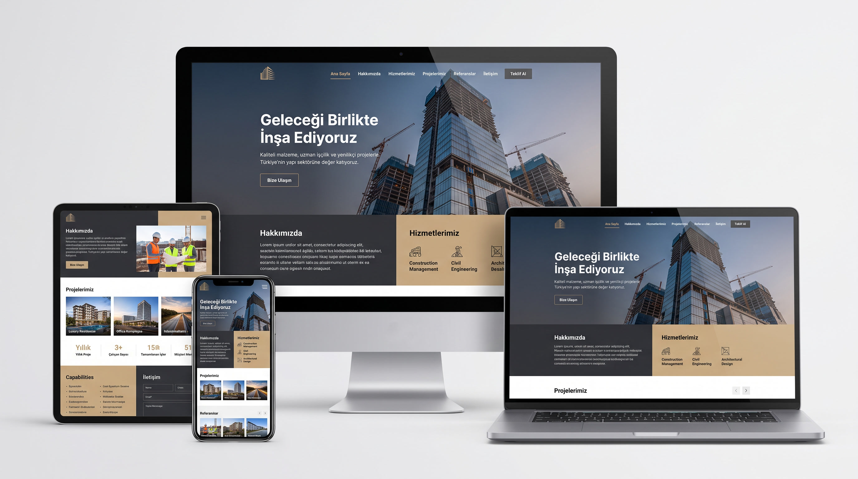 İnşaat & Müteahhitlik sektör web tasarım örneği